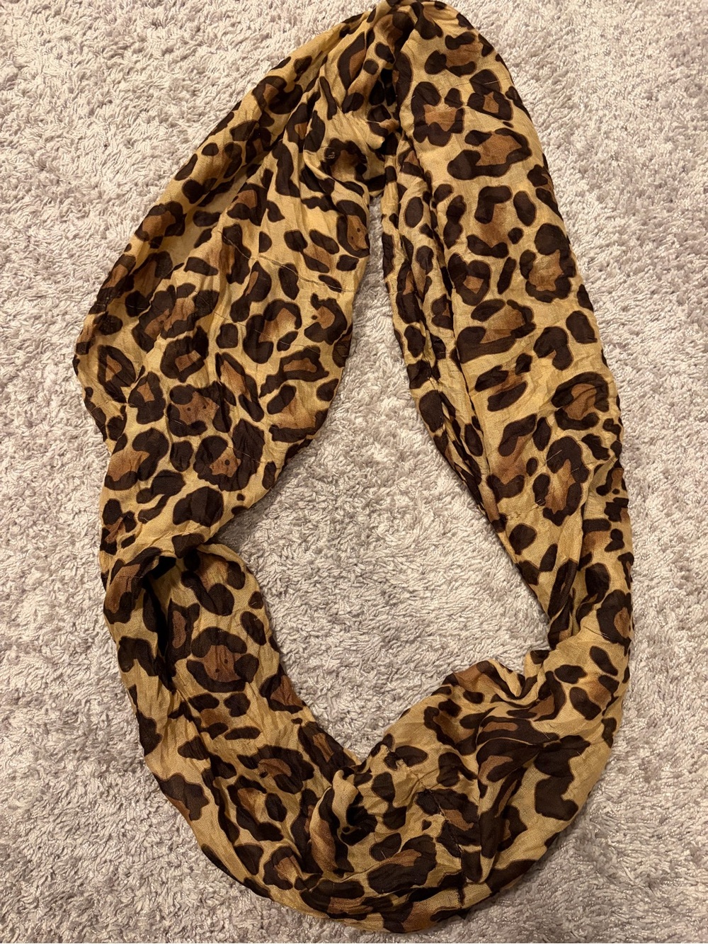 Leopard Print Infinity Scarf - Brown